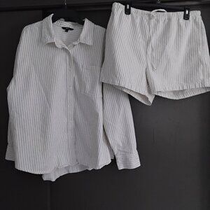 Next brand shorts and shirt shirt xlarge, shorts 16 cream/black stripe